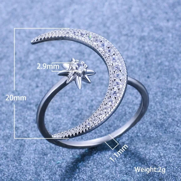 New Silver Moon & Star Adjustable Rings - Picture 3 of 4
